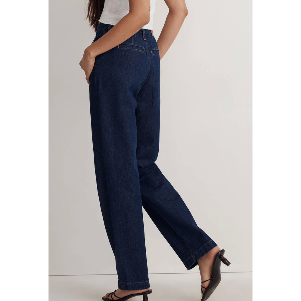 Madewell Baggy Straight Jeans in Woodham Wash: Pleated Edition Size 28 - Picture 3 of 14